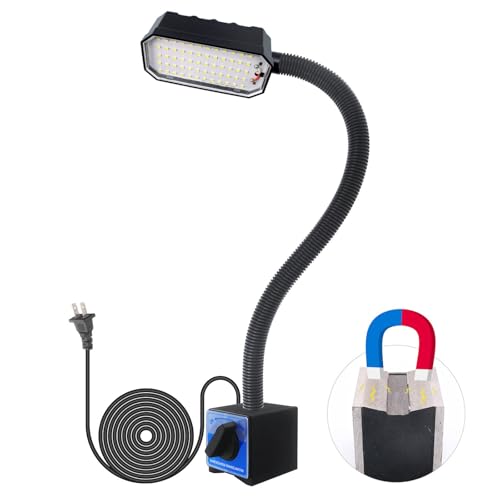 WangJiaTai Magnetic Work Light, 2000 Lumens Led Machine Light with Strong Magnetic Base, 20 inch Flexible Magnetic Lamp for Garage, Workshop, Bandsaw, Lathe and Drill Press, 120V, Black