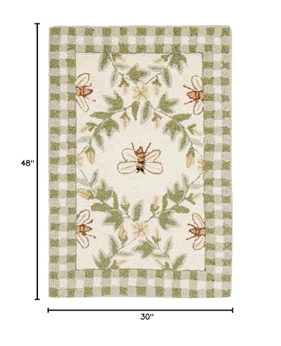 SAFAVIEH-Chelsea-Collection-Accent-Rug-26-x-4-Ivory-Green-Hand-Hooked-French-Country-Wool-Ideal-for-High-Traffic-Areas-in-Entryway-Living-Room-Bedroom-HK55A SAFAVIEH Chelsea Collection Accent Rug 26 x 4 Ivory Green Hand Hooked French Country Wool Ideal for High Traffic Areas in Entryway Living Room Bedroom HK55A