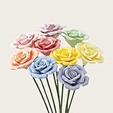 wybdtic 9 pcs Handmade Ceramic Roses,Featuring Vibrant Colors and Intricate Petal Details，Wedding Decoration Christmas Decor Gift Providing Long-Lasting Beauty Without The Hassle (Colour)