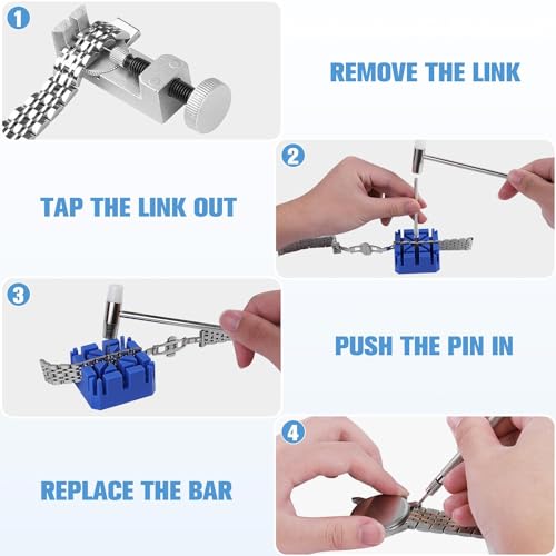 Kit de ferramentas de remoção de elos de relógio, ferramenta de reparo de remoção de pinos de pulsei