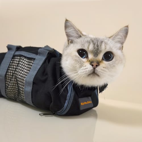 Image of Cinf Cat Nail Clipping Cleaning Grooming Restraint Bag (Free Muzzle) No Scratching Biting for Bathing Nail Trimming Injecting Examining(Black,S)