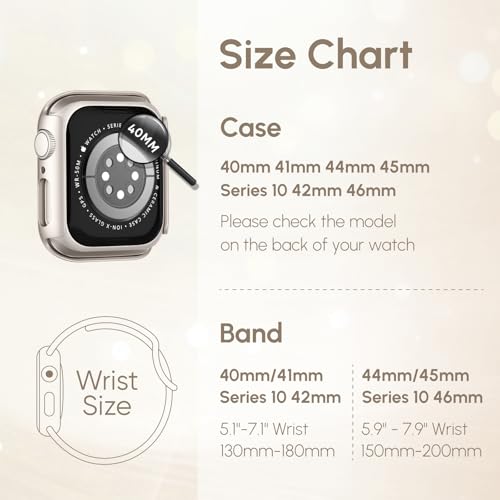 Silicone Band and Case Compatible with Apple Watch Bands for Women 40mm 44mm 41mm 45mm 42mm 46mm, Sport Strap with Bling Diamond Screen Protector Cover for iWatch Series 11/SE3/10/9/8/7/6/5/4 by Acextro - Used condition - Image 6