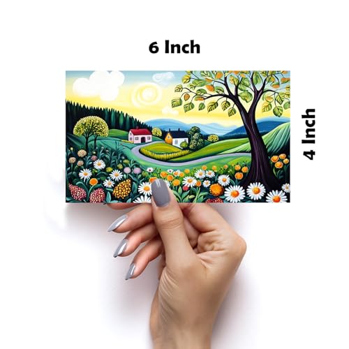 Image of SiddArtify Colorful Landscape Wall Art Prints Set - Whimsical Village Poster Decor for Living Room Bedroom Office - Set of 2-4x6 Inch - Board (Pack of 6) - Sticker (Pack of 6)