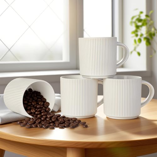 Comparison: Best Jcpl Mug Set 2 DeeCoo Matte White Coffee Mugs Set of 4, 12 Ounce Mug with Handles, Ceramic Stoneware Catering Coffee Cups, Porcelain Mugs Sets for Coffee, Tea, Hot Cocoa, Milk, Microwave and Dishwasher Safe