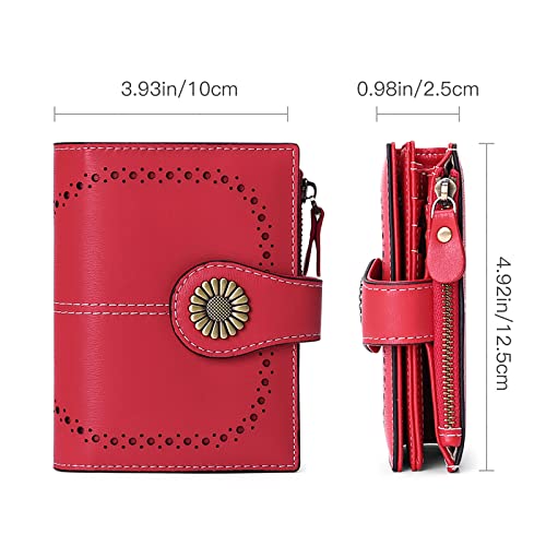 Image of SENDEFN Small Womens Wallet Leather Bifold Card Holder RFID Blocking with Zipper Coin Pocket