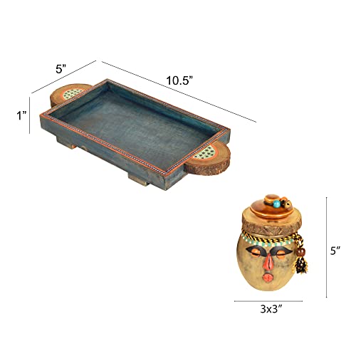 Image of AAKRITI ART CREATIONS Happy Tribals Storage Jars and Handcrafted Tray S03 | Handcrafted Abstract Art Storage Jars | Kitchen Decoration Items Stylish Tray & Jars | Kitchen Containers