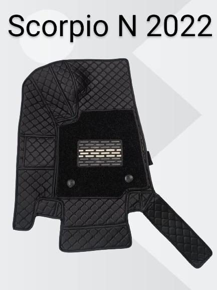 Image of 7D Prime Faux Leather Floor Mats compatiable with Mahi ndraa Scorpio N 2022 7 Seater (Black with Black) + Free Scorpio N Car TPU Key Cover Worth Rs.390