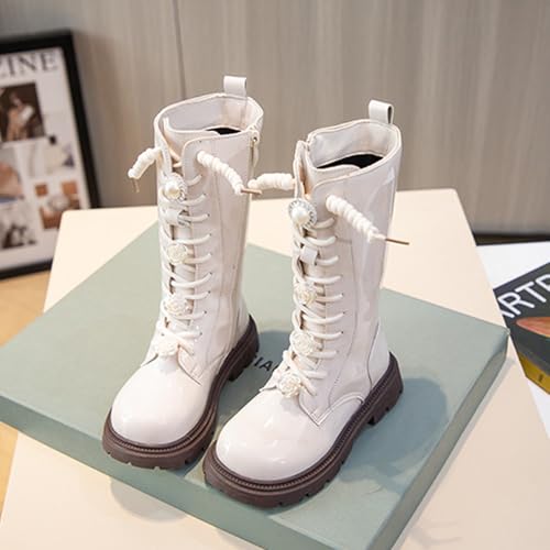 Girl Lace Up High Boots Side Zip Up Easy On Western Riding Little Kids Boot Preppy Style Combat Chunky Heel Boots3