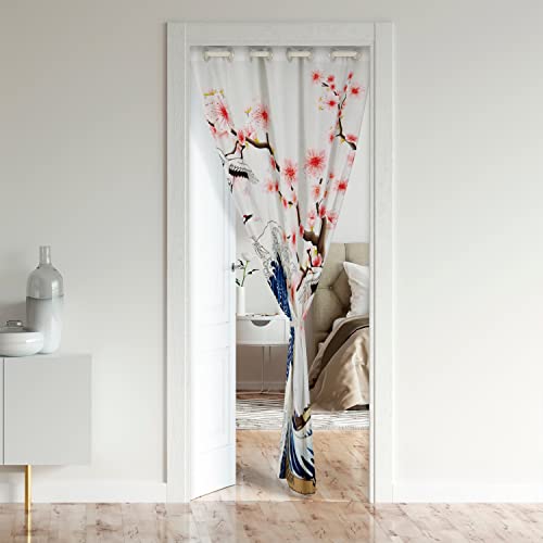 Loussiesd Japanese Wave Door Curtain for Doorway Privacy Floral Closet Door Cover Curtain for Bedroom Living Room Ocean Wave 30%-50% Room Darkening Blackout Curtain132x203cm 1 Panel - Image 2