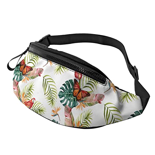 Tropical Plants Butterfly Parrot Fanny Pack Sport Casual Waist Pack pour Femmes Hommes À La Mode