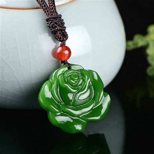 Colgante de jade natural amuleto de conexión espiritual tallado rosa 3