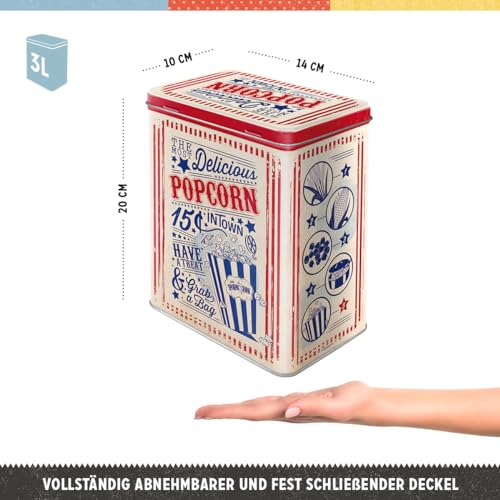Nostalgic-Art Retro storage tin box L, 101.4 oz, Popcorn – Gift idea for diner fans, large metal coffee can, vintage design