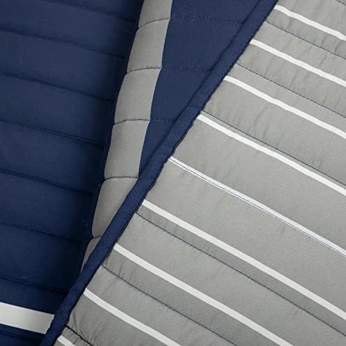 Lush Decor Baseball Game Reversible Quilt Twin Size 4 Piece Set Navy & Gray - Toddler Bedding Set Twin Quilt - Sports Bedroom Decor - Baseball Bedding by Lush Decor - Image 5