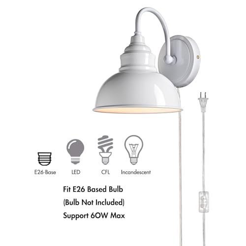 Image of Mini Gooseneck Wall Sconce, 2-Way Mount with Switch, Bright White | Flexible Gooseneck, Plug-in & Hardwired Dual Installation, On /Off Switch Included, Fits Bedroom, Corridor, Porch