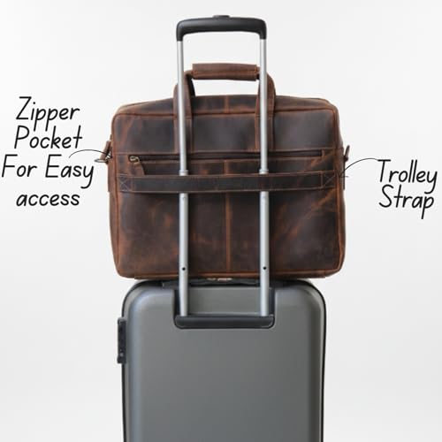 Image of Genuine Leather briefcases for men 17 inches computer bag for mens | Laptop bag, Work bag, Business and Office Bag