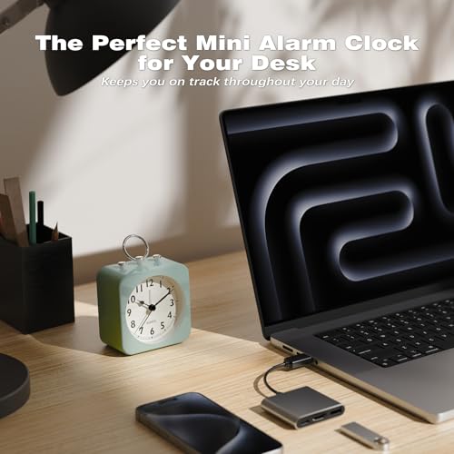 Image of AYRELY Small Metal Alarm Clock, Desk and Table Clock for Travel