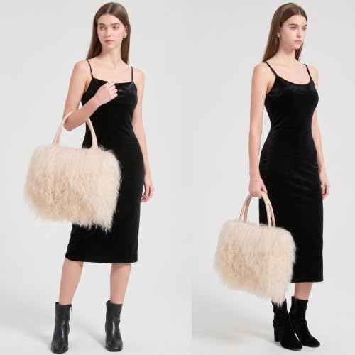 Image of Women Luxury Real Curly Mongolian Lamb Fur Purse