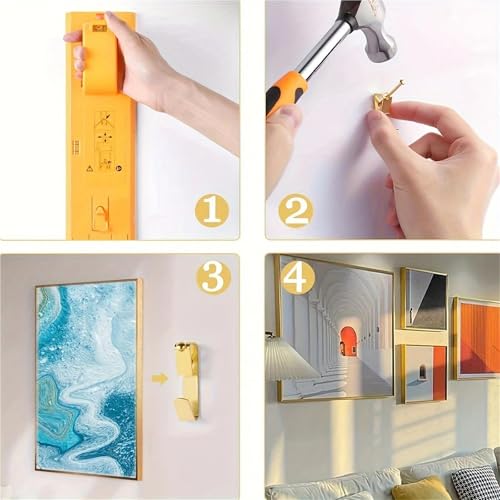 Image of Picture Hangers 20 Pcs Picture Hanging HooksHeavy Duty Picture Hangers Hardware kit with Nails for Picture Frame, Canvas, Mirror(Golden)