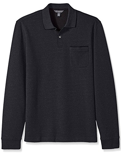 Van Heusen Men's Flex Jaspe Solid Long Sleeve Polo (Blue Monday, Meduim)