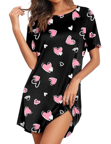 Image of Ekouaer Sleep Shirts for Women Short Sleeve Night Shirts for Sleeping Pullover Nightgown Soft Nightdress S-XXXL