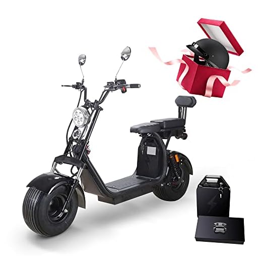 Fat Tire Electric Scooter for Adult 2000W Motor Two Separate 60v Lithium Battery Packs Up 25 MPH Harley Electric Scooters with 2 Seats Citycoco Scooter Commuter Scooter
