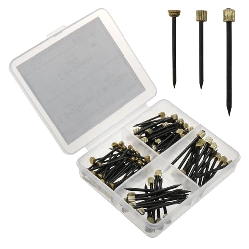 Image of MEETOOT 110PCS 3 Size Black Centre Piercing Brass Cap Studs Picture Hanging Pegs Wall Decorative Nail Hardware Hook Nail for Fixing Hook Coat Hanger Kitchen Tool Keychain