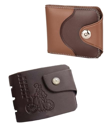 Image of Pu Bifold Tan and Black Color Wallets Combo for Men and Boys Best for Gifting and Personal Use Pack of 2 Purse