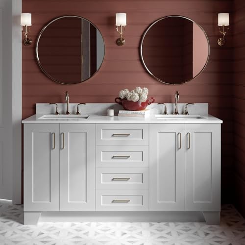 ARIEL Taylor 67" Grey Double Bathroom Vanity, Italian Carrara Marble