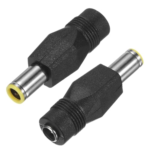 M METERXITY 2-Pack DC Connectors Adapter, DC 8mm Male to DC 5.5mm Female, Copper Barrel Connector for Portable Power Station/Solar Cables/Laptops/Solar Panel [Yellow]