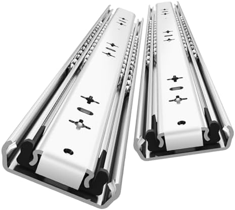AOLISHENG Heavy Duty Drawer Runners with Lock 800mm 120KG Load Capacity Locking Drawer Slides Industrial Strong Full Extension Draw Runners Ball Bearing Shelf Guide Rails Side Mount 1 Pair (32 inch)