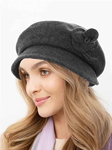 Wool French Beret Hat Grey Floral Beret Elegant Beret Cap Cloche Prom Winter Hat For Women And Girls #TOP5