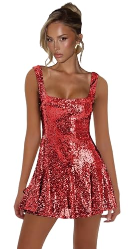 Sequin Homecoming Dresses for Teens Short Sparkly Prom Dress Square Neck Cocktail Party Gown4