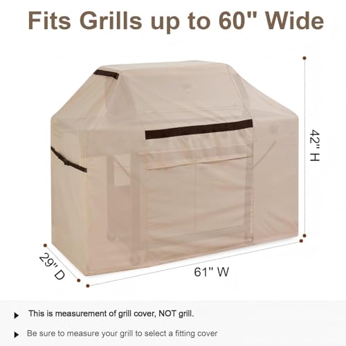 PATIOASIS 61 Inch BBQ Grill Cover - Heavy Duty Waterproof, Dustproof & Fade Resistant, Easy On/Off with Handles, Fits Weber Char-Broil Nexgrill by PATIOASIS - Used condition - Image 2