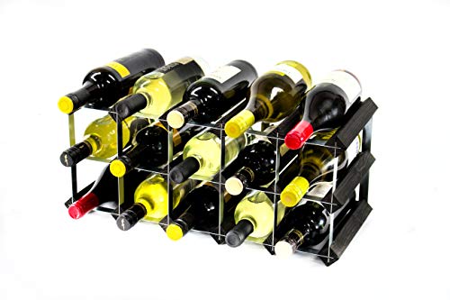 Cranville wine racks Classic Madera Manchado Negro 15 Botella y galvanizado Estante del Vino del Metal Listo ensamblados