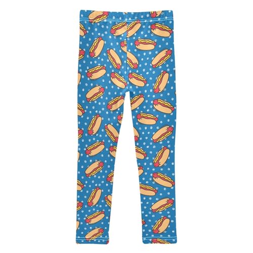 Girls Leggings Soft Toddler Ankle Length Bottoms Hot Dog Kids Dance Yoga Pants 4-10 Years2