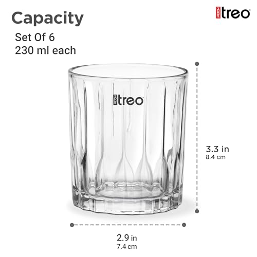 Image of Treo by Milton Linea Juice Tumbler I Premium Glass Set of 6 for Water, Cold Drink I Perfect for Home, Restaurants and Parties, 230 ml