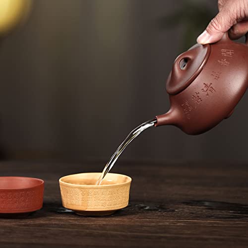Siline Zisha Teapot Set,Chinese Yixing Clay Handmade Filter Tea Pot 9.5 Oz/280 Cc With 2 Teacups,Masterpiece Kungfu Tea Set #TOP3