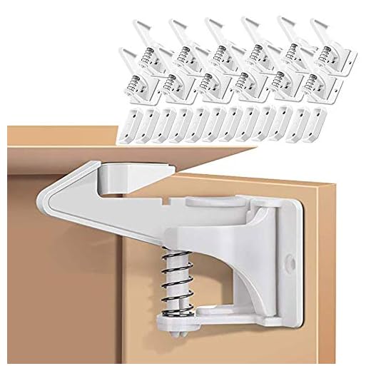 Kinderslot voor in de kast, 12-pack, babyveilig kastslot, onzichtbare kastbeveiliging, montage zonder boren en schroeven, voor schuifladen en voor keukenkastdeuren (wit)