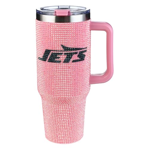 Image of The Memory Company Officially Licensed 40oz Pink Bling Game Day Tumbler, New York Jets