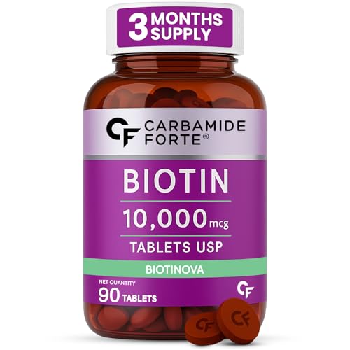 Image of Carbamide Forte Biotin Tablets for Hair Growth | Biotin Supplement 10000 mcg | Hair Supplements for Women & Men | 90 Hair Growth Tablets - 3 Months Supply