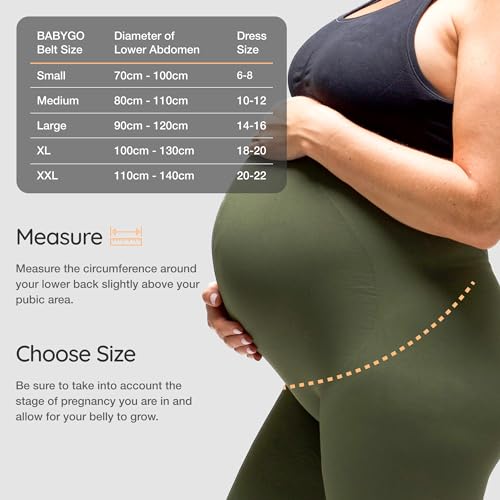 BABYGO® 4 in 1 Pregnancy Support Belt Maternity & Postpartum Band - Relieve Back, Pelvic, Hip Pain, SPD & PGP >> inc 40 Page Pregnancy Book for Birth Preparation, Labour & Recovery XXL Black - Image 5