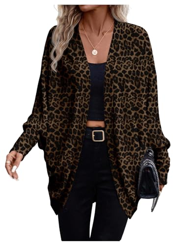 SOLY HUX Women's Leopard Long Sleeve Jacket Y2k Cheetah Print