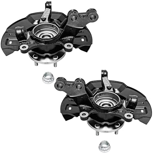 Image of Detroit Axle - AWD Front 2pc Steering Knuckles for 09-13 Toyota Matrix 09-10 Pontiac Vibe, 2 Steering Knuckles & Wheel Bearing Hubs Assembly 2009 2010 2011 2012 2013 Replacement