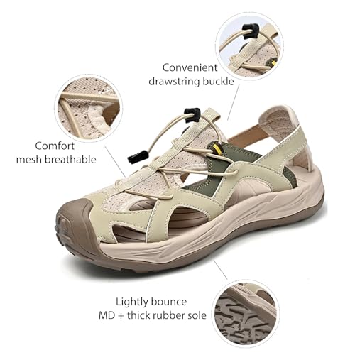 Mens Hiking Sandals Outdoor Closed Toe Hollow Comfort Arch Support Athletic Sport Sandals Summer Lightweight Trail Walking Casual Beach Water Shoes2