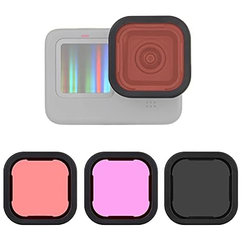 SOONSUN 3-Pack Lens Filter ND16 / Light Red/Magenta Filter for GoPro Hero 11 10 9 Black, Neutral Density and Color Correction Diving Lens Filter Kit for GoPro Hero 9 10 11 Black Camera Cover