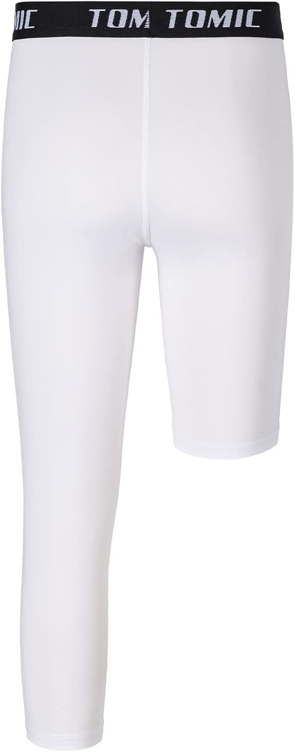Tomic Youth Boys Kids One Leg 3/4 Leggings Compression Pants for Basketball Soccer Sports Athletic Training Tights Base Layer - Image 4