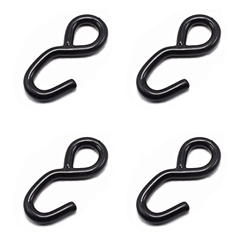 High Strength Steel Over Tire Wire Hook Heavy Duty Ratchet Hook for Tie Down Strap Webbing Car Hauler Tie Down Auto Transporter Trailer S Hook - 25mm x 800kg 4PCS