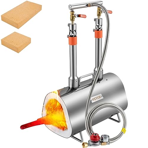 Produktbild von VEVOR Propan-Schmiede – 2 Brenner, 1427 °C, 201er Edelstahl, Für Messer- Und Werkzeugherstellung
