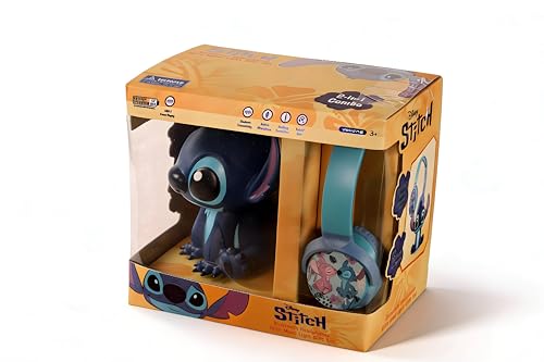 Image of Disney Stitch Bluetooth Headphones with Mood Light Gift Set for Kids | Soft Padded Foldable Swivel Cups | Safe 85dB Vol Limit | | Aux Input | 22H Playtime | Perfect for Boys & Girls, Ages 5-16