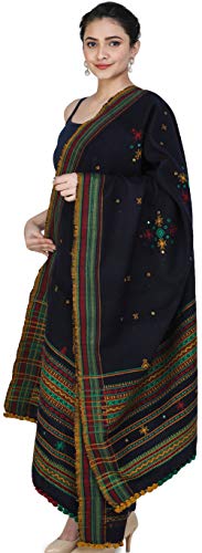 Image of Exotic India Women's Kutch Wool Shawl (SHV95--beige)